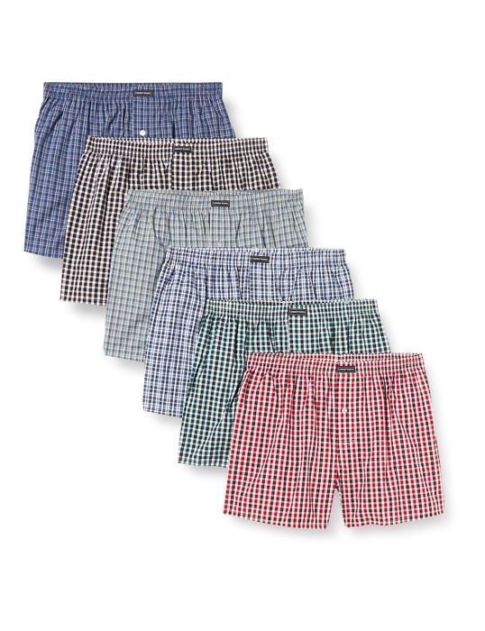 Lower East Heren Amerikaanse boxershorts met elastische tailleband, Lichtblauw/grijs, set van 6, L