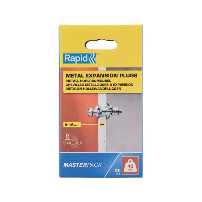 Chevilles à expansion métallique Rapid Ø8x46mm Charge jusqu'à 25kg Lot de 50 Acier zingué - vue 4