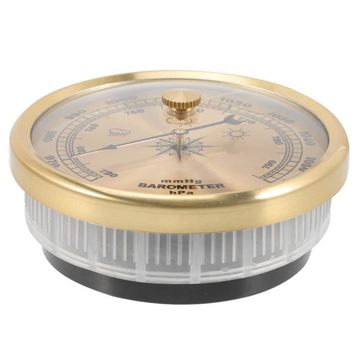 Baromètre Anéroïde B9193 - Mesure 950-1070 HPa - Diamètre 70 Mm - Cadre Or Métal - Pour Station Météo Maison
