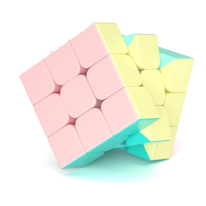 ROXENDA Cube magique, 4 x 4 x 4, jouet pour la concentration et la combinaison, sans autocollants, avec macarons, couleurs vives, pour enfants et adolescents (4 x 4 x 4