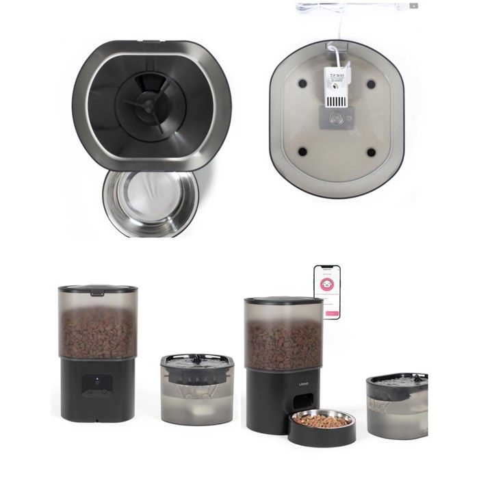 Distributeur de croquettes automatique - TUYA - 3L - Fontaine à eau 2 5L - Programmable - Noir Distributeur de croquettes automatique - TUYA - 3L - Fontaine à eau 2 5L - Programmable - Noir