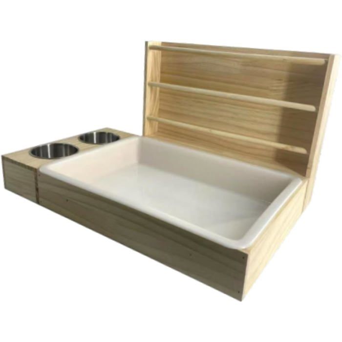 Meilleurs prix pour 3 en 1 Râtelier à Foin en Bois Mangeoire à Foin en Bois pour Cochon dInde Ratelier Lapin avec Bac à Litière