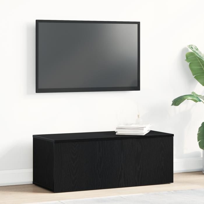 Meuble TV - Chêne noir - 80x34x30 cm - 3 tiroirs - Style contemporain