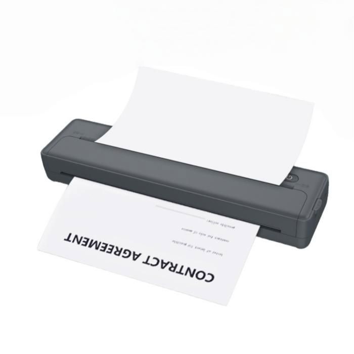 Imprimante thermique portable A4 prise en charge Bluetooth/USB 203 DPI 1800 mAh avec 50 feuilles de papier thermique