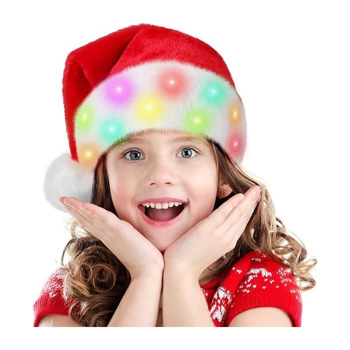 Bonnet De Noël En Peluche Avec Oreilles Mobiles – Unisexe, Adulte Et Enfant, Décoration Festive Animée