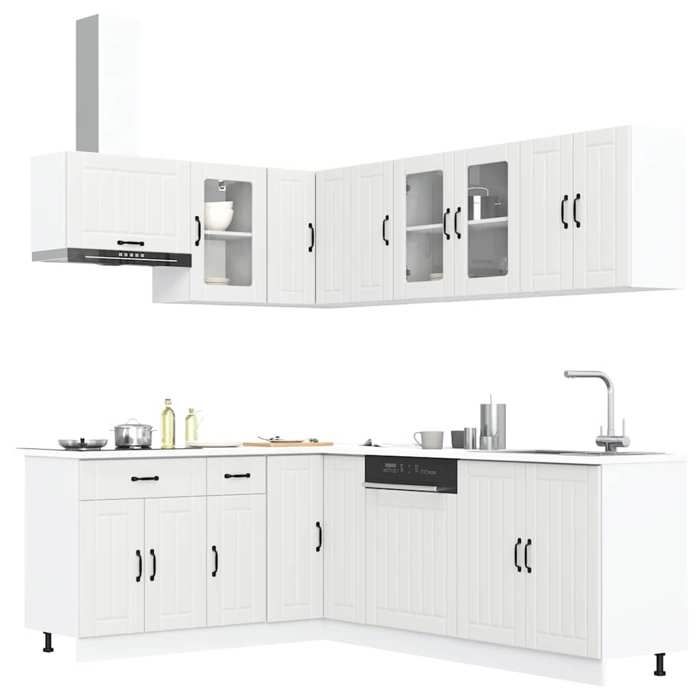 Ensemble darmoires de cuisine - vidaXL - Lucca - Bois dingénierie - Blanc - 11 pièces