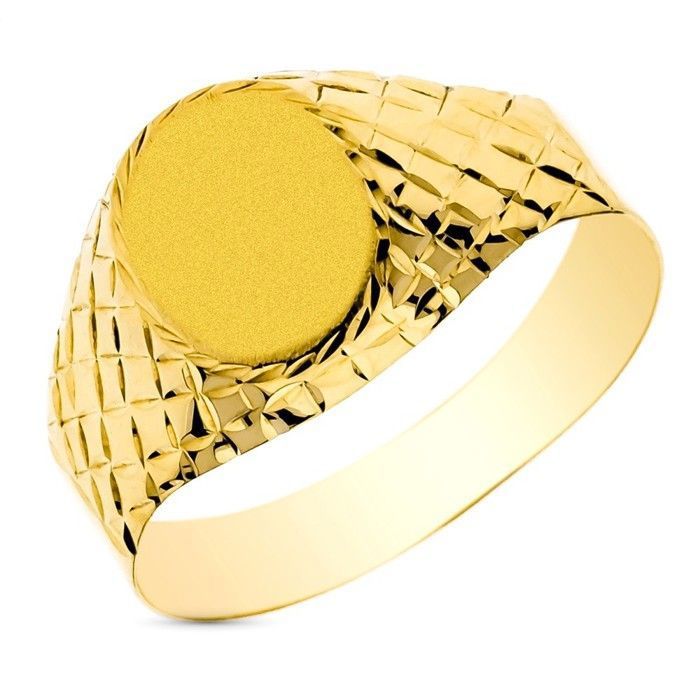Chevalière en or 9 carats pour enfant tête ovale 19 x 9 mm creuse.