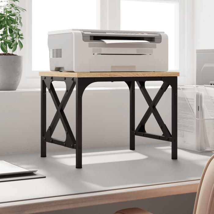 Support dimprimante - vidaXL - Chêne sonoma - 40x30x31 cm - Bois dingénierie - Cadre métallique - Pieds réglables
