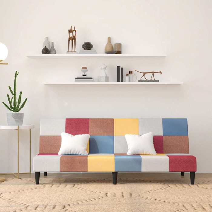 Canapé-lit 2 places - vidaXL - Multicolore - 200x84.5x69 cm - Convertible en lit - Tissu polyester - Cadre en bois