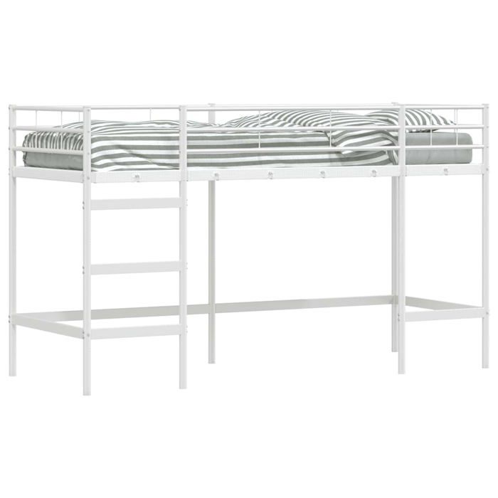 Lit mezzanine pour enfants - vidaXL - Blanc - Métal - 80x196x116.5 cm - Design moderne - Espace de jeu en dessous