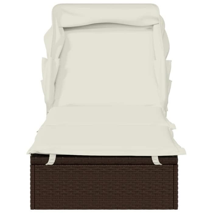 Sale 2026 Transat de jardin - burke - Chaise longue - avec toit pliable marron 213x63x97 cm résine tressée Cc1281