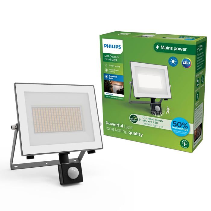 Projecteur extérieur LED avec capteur - Philips - 24 W - 3000 K - Anthracite - IP65 - Détecteur de mouvement