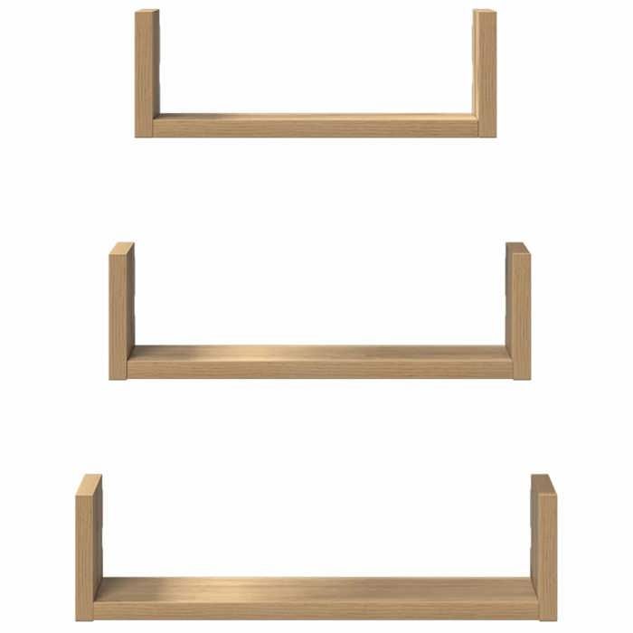 Armoire Flottante pour chambre Cuisine Brun - LEMON® Lot de 3 Étagères murales - chêne artisanal - Bois dingénierie 259 - Soldes