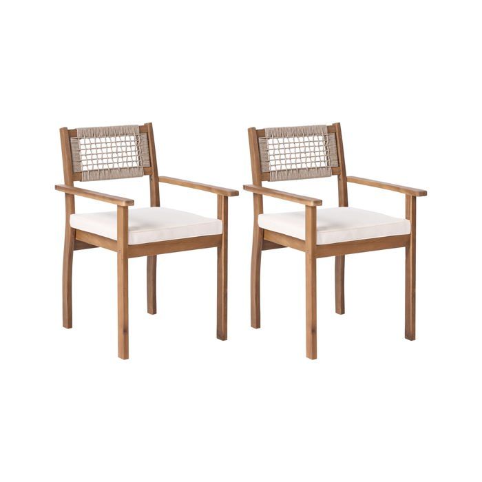 Lot de 2 chaises de jardin SUMIRAGO Bois dacacia certifié Marron clair Lot de 2 chaises de jardin SUMIRAGO Bois dacacia certifié Marron clair