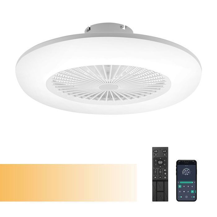 Ventilateur de plafond pour Salon Restaurant Chambre avec Lumière avec Télécommande Moderne Dimmable Lampe - Monucep