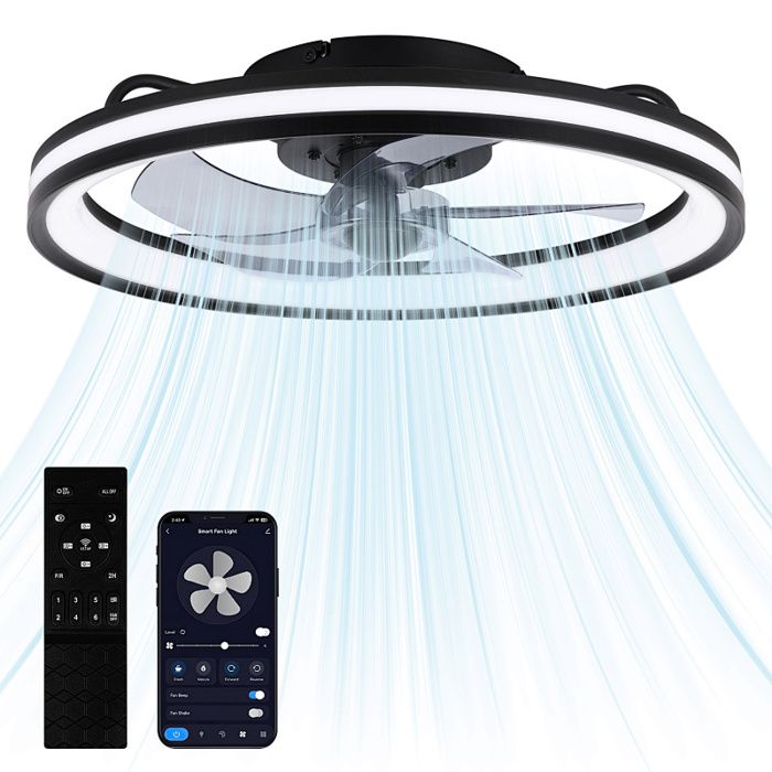Ventilateur de plafond avec Éclairage 6 Vitesses 50CM réglages avec télécommande Pour Salon Chambre Bureau Télécommande 2 en 1 - N A