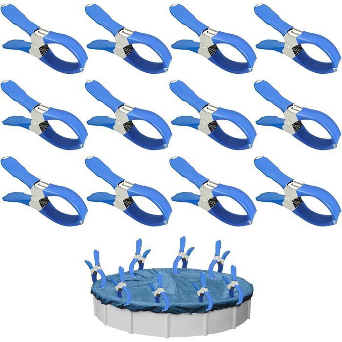 12 Pièces Pince a Ressort pour Bache Piscine Pince Serviette Plage avec Feuille Protection Pince Serre Joint pour Serre de Jardin