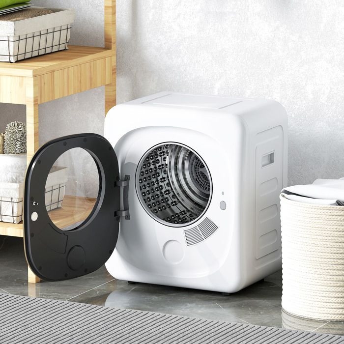 Sèche-linge à évacuation portable 4 Kg sèche-linge 800 W compact 5 modes de séchage minuterie blanc - Hncbb
