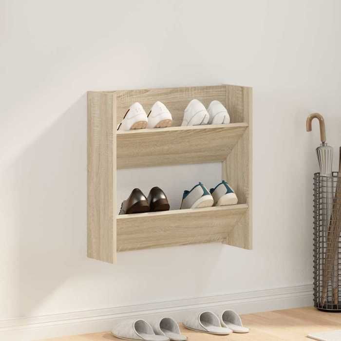 Magnifique Armoire à chaussures - Étagère de rangement/abri chaussures - murale Chêne Sonoma 60x18x60cm Aggloméré CL4171201 Magnifique Armoire à chaussures - Étagère de rangement/abri chaussures - murale Chêne Sonoma 60x18x60cm Aggloméré CL4171201
