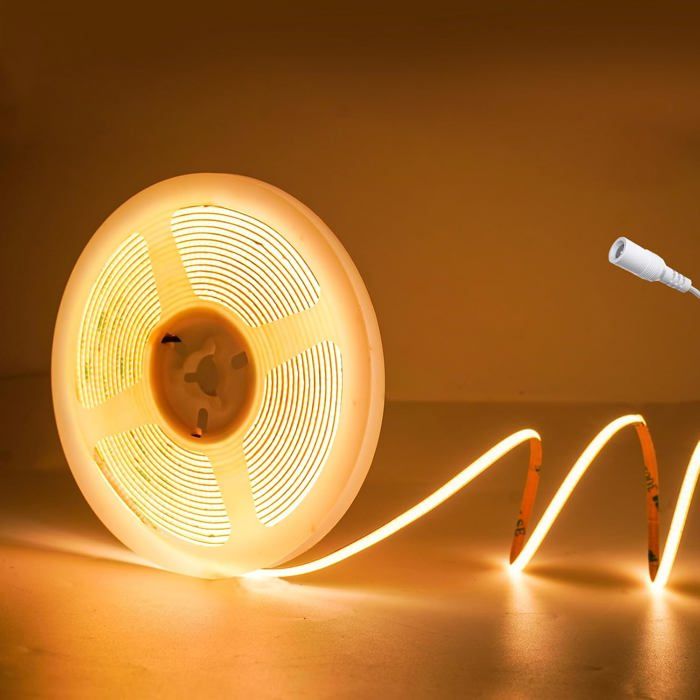 12 V Orange COB LED Strip 5 m Flexible Strip 2 mm Wide 480LEDs/M Cuttable Ribbon Band for Lighting Bedroom Kitchen DIY Projec