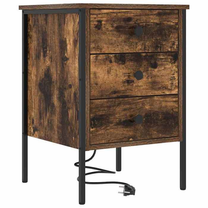 Tables de lit Moderne CHIC 2 pcs Cabinet de chevet - Armoires de nuit - avec tiroir - Chêne fumé 42x41x61 cm CC1836