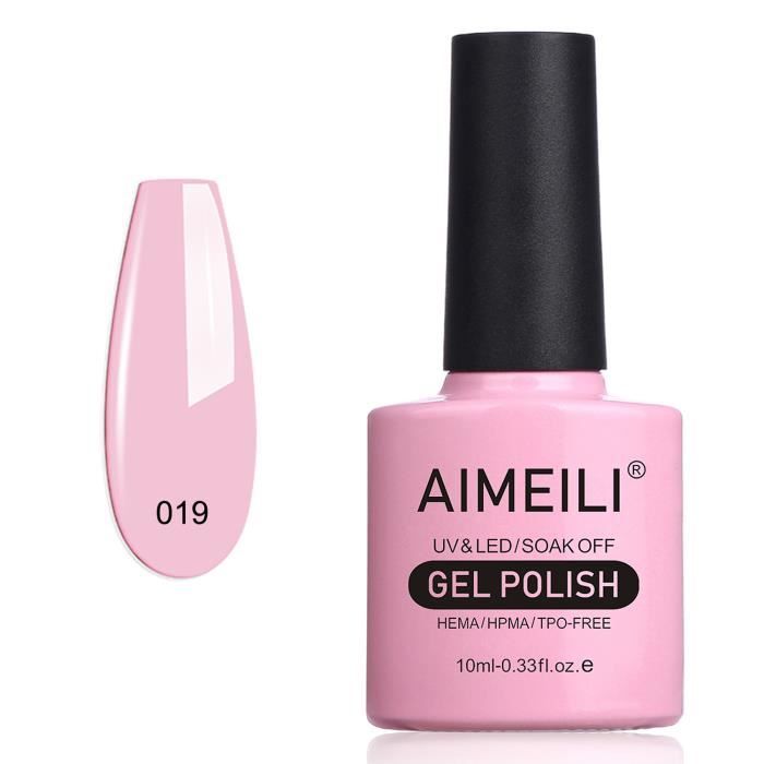 AIMEILI Rose Vernis à Ongles Semi-Permanent UV LED Nude Pink Gel Polish 10ml- Cake Pop (019)