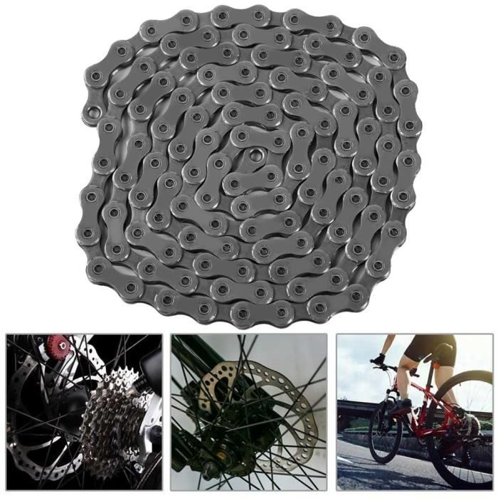Chaîne Vélo 10 Vitesses QitinDasen - 116 Maillons Acier Argenté | Compatible VTT Et Vélo Route