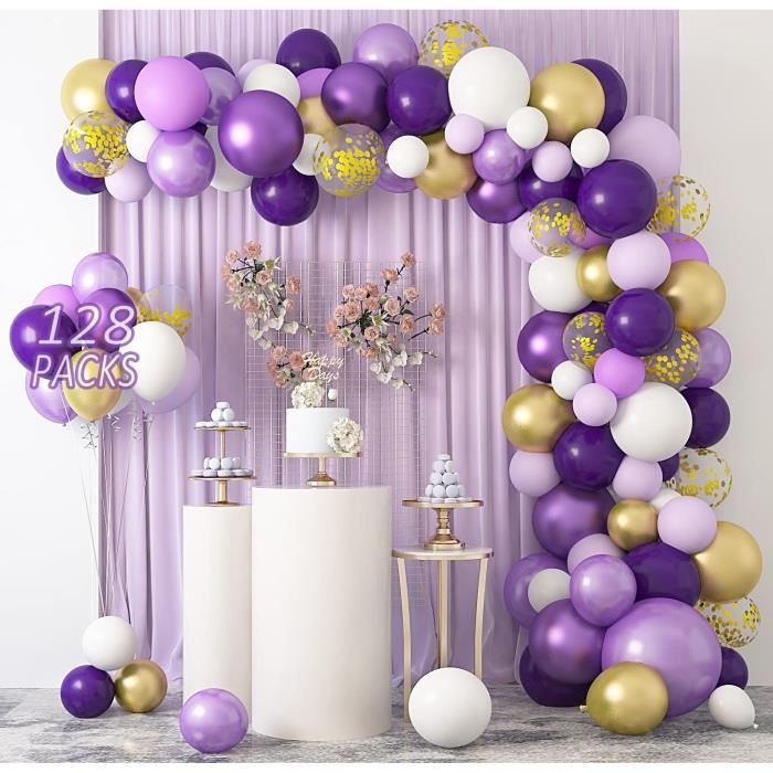 Arche Ballon Violet Or, 128 Pièces Violet Ballon Guirlande Kit, Ballons  Violet Or Blanc, Ballon Confettis Or Latex Ballons pou[381] - Cdiscount  Maison