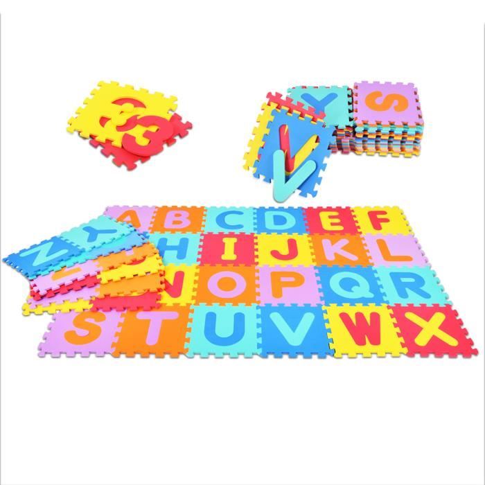 Puzzle Tapis 36 Pieces Mousse Bebe Tapis Pour Enfants En Mousse En Eva 30 X 30 X 1 Cm Avec 26 Lettres 10 Chiffres Cdiscount Jeux Jouets