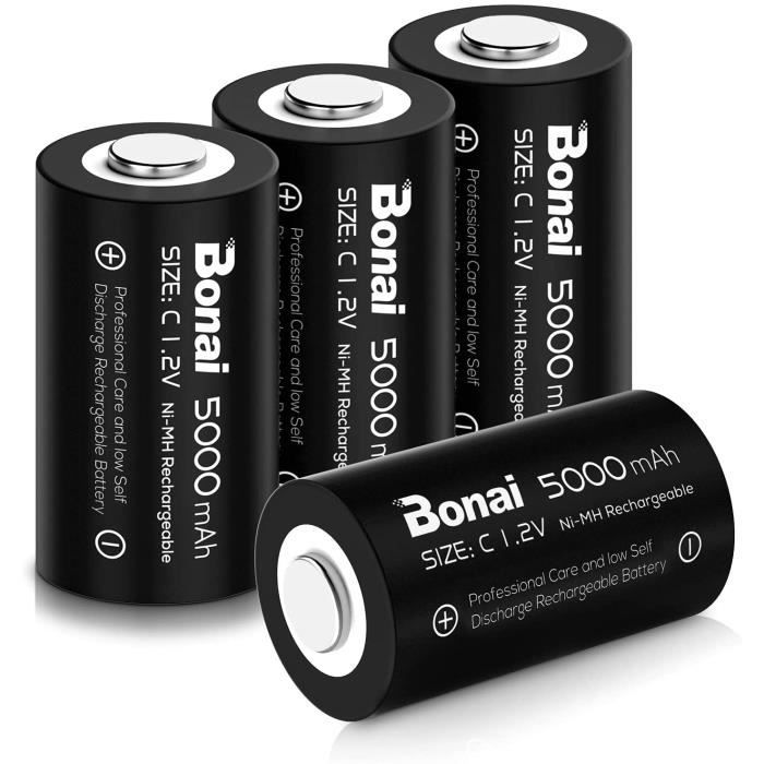 BONAI 4PCS Piles Rechargeables C 5000mAh Ni-MH 1.2V Accu, Type C Baby C LR14  Batterie Rechargeable 1200 Cycles,Faible Auto-d&eac58 - Cdiscount Jeux -  Jouets