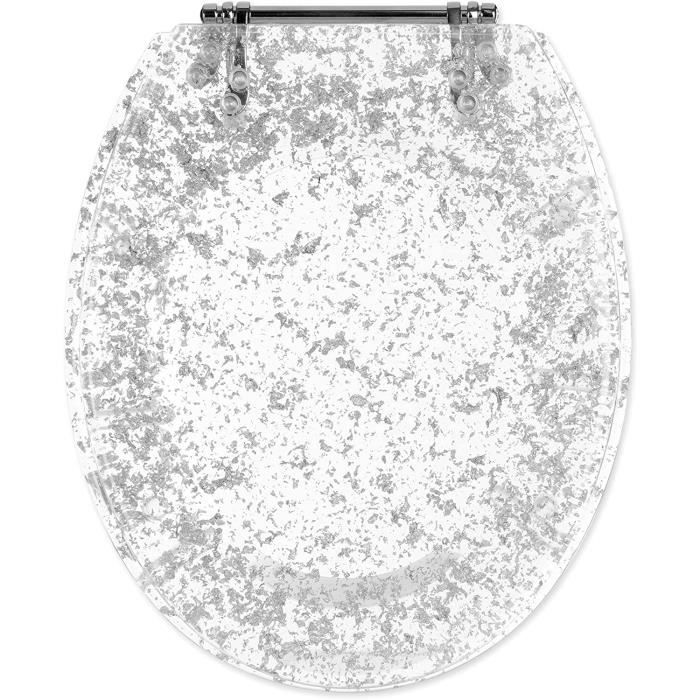 Abattant wc paillettes argent