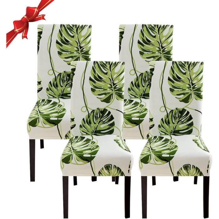 Housse de chaise - Jaotto - Lot de 4 - Extensible - Lavable - Vert