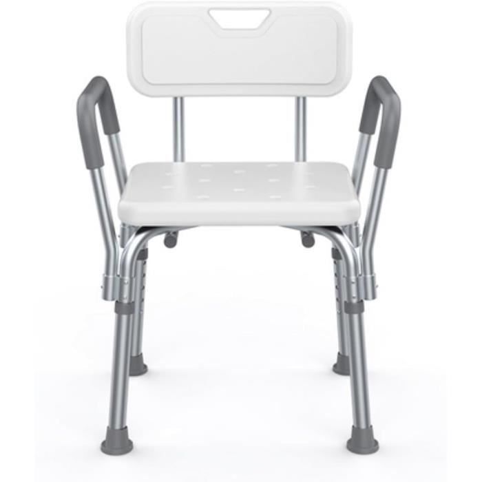 Siège De Douche Réglable En Hauteur AREBOS - Blanc - Support 100 Kg - Facile à Installer