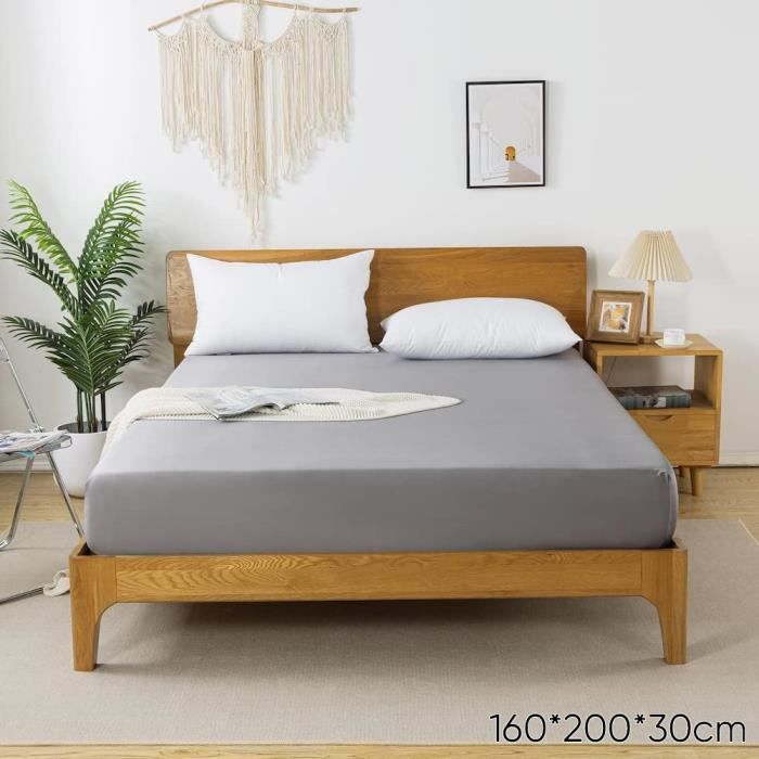 Protège-matelas SONIVE 160x200 Cm Gris - Surmatelas Ultra Doux, Respirant, Poches Profondes 30 Cm - 13