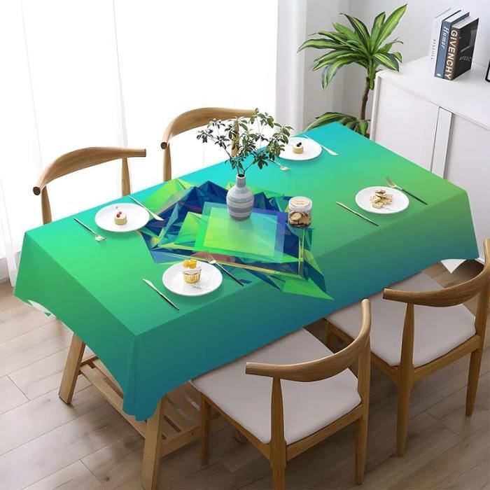 Nappe Motif Géométrique Vert Nappe De Table Durable Imperméable Réutilisable Infroissabl Nappe Rectangulaire (140 X 300 Cm)[a14853] - Maison