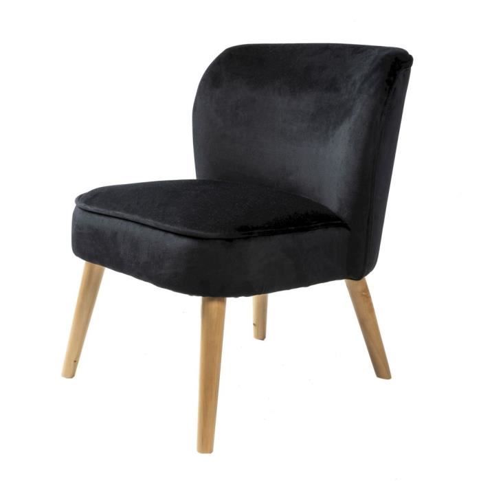 fauteuil crapaud en velours noir - pieds démontables - hauteur d'assise 36 cm