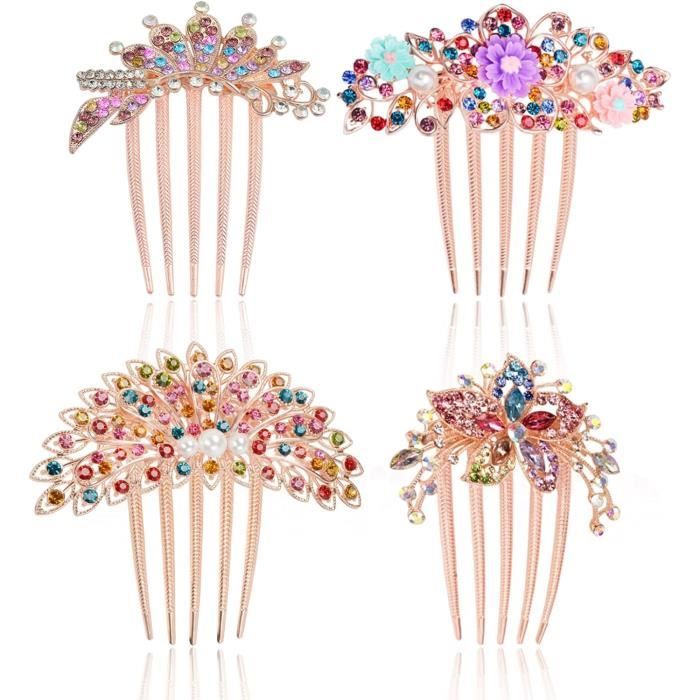 Lot De 12 Peignes Latéraux En Plastique - Noirs, Transparents Et écaille De Tortue, Unisexe