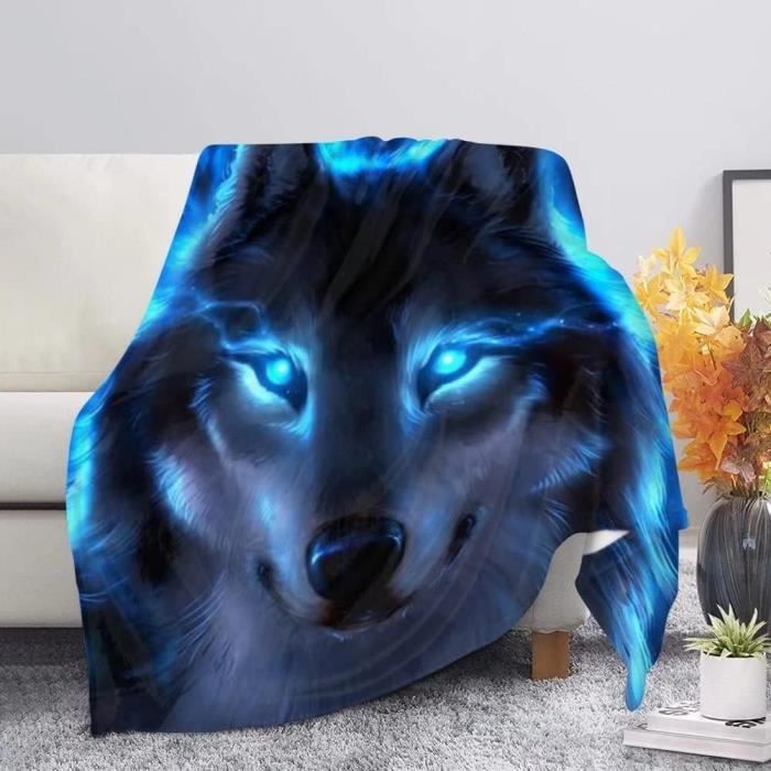 Couverture à Capuche Wolf Chan - Taille 146 X 84 Cm - Tissu Doux Polyester Et Toison De Corail - Pour Lit, Canapé, Bureau, Voiture - 6