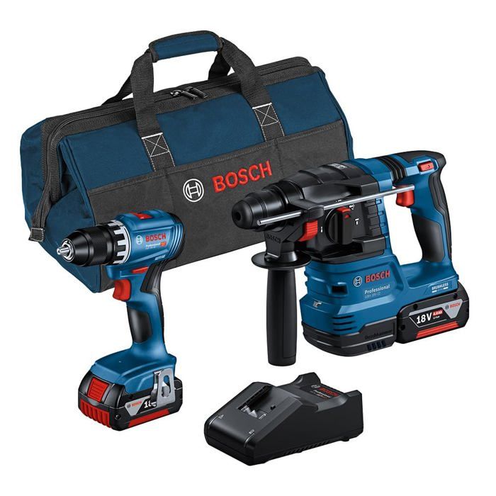 Combo kit BOSCH GSR 18V 45 + GBH 18V 22 Batterie 4 0 Ah Perceuse à percussion