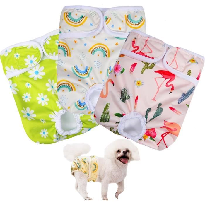 Avont 3 Couches Lavables Pour Chienne, Culotte Protection Réutilisables