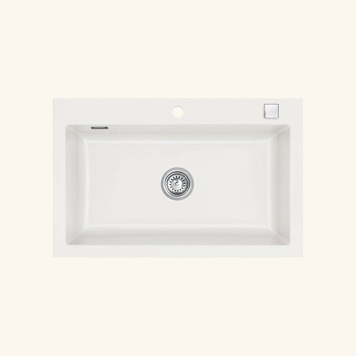 Évier céramique blanc brillant Systemceram MERA 1 bac 800x510 mm 510x800