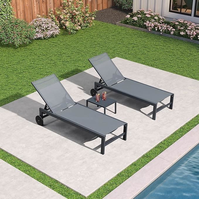 Lot De 2 Chaises Longues Jardin - Dossier Réglable 4 Positions, En Plastique Rotin - Charge Max 160 Kg - Couleur Noir/marron/blanc