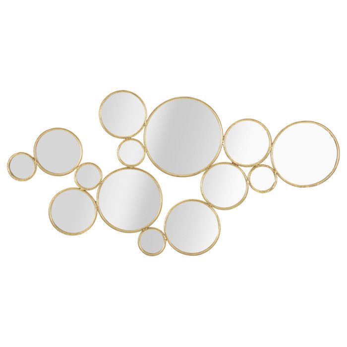 Décoration Murale en Métal Miroirs Ronds 100cm Or