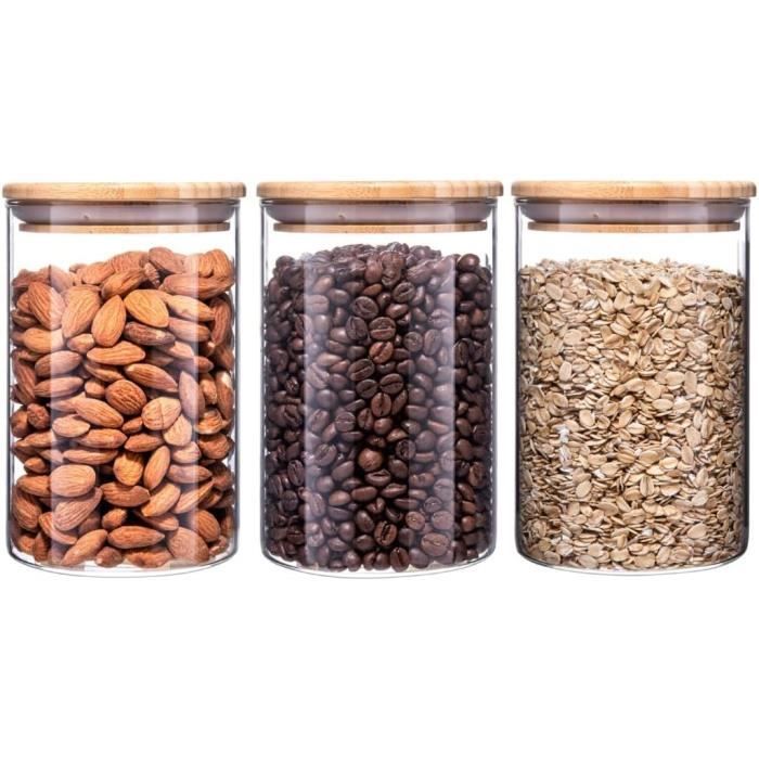 Yardwe Bocaux En Verre De 950 ML Avec Couvercles En Bambou
