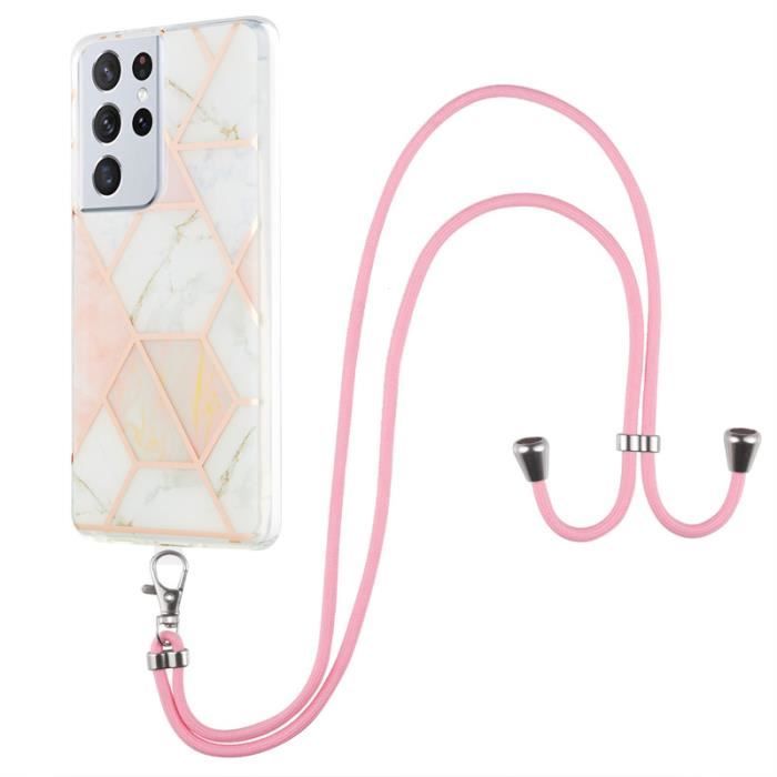 Coque Bandoulière TPU Pour Samsung Galaxy S21 Ultra 5G 6.8" Marbre