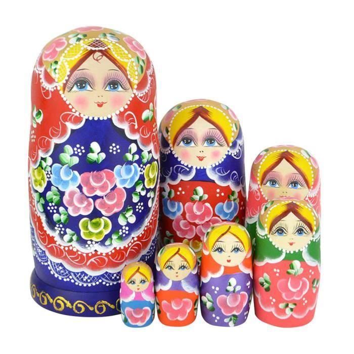 10pcs coeur forme fille bois Matriochka poupée russe poupées enfants cadeau 