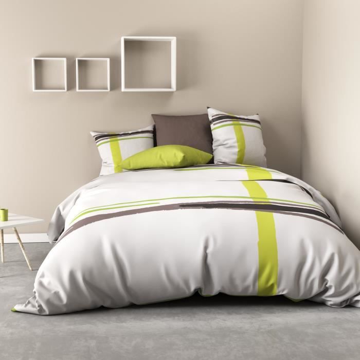 Epf Lk Linge De Lit Et Oreillers Literie Et Linge De Maison Parure De Couette 220x240 Cm 100 Coton 57 Fils Marco Taupe