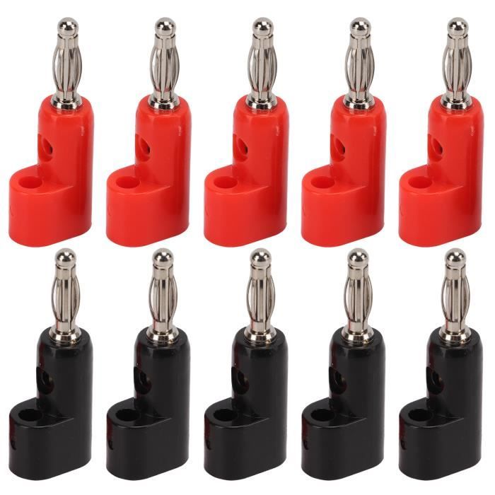 Connecteurs Banane 4mm Mâle Vers 2mm Femelle - Lot De 10 (5 Rouges + 5 Noirs), Laiton, PA