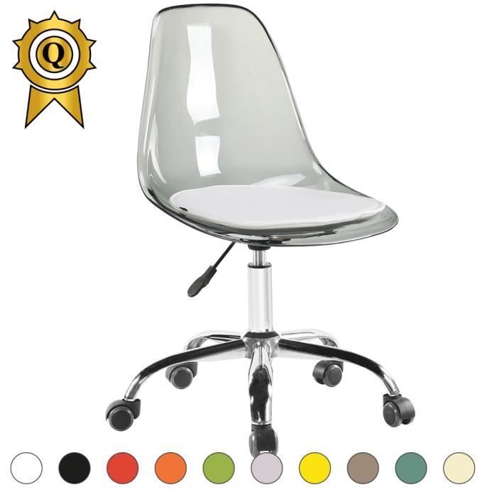 1 x Chaise de Bureau roulettes Hauteur réglable Chrome ...