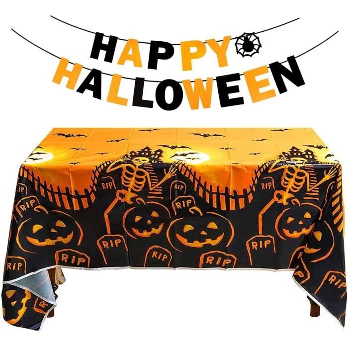 Nappe décorative Halloween,Nappes d'halloween,Nappe de décoration d'halloween imperméable,Décoration pour Halloween Citrouille Nappe,Nappe effrayante pour Halloween 